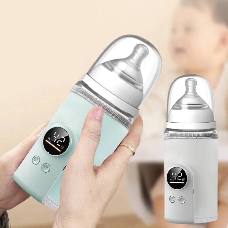 USB Rechargeable Baby Bottle Warmer with Intelligent Temperature Control - Portable & Elegant Design
