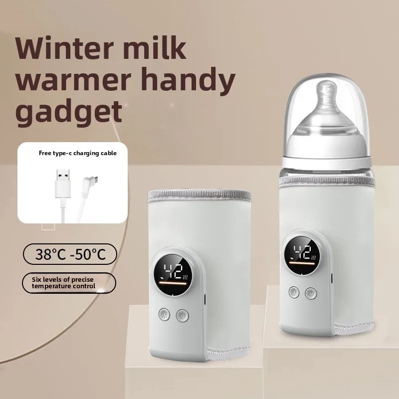 USB Rechargeable Baby Bottle Warmer with Intelligent Temperature Control - Portable & Elegant Design